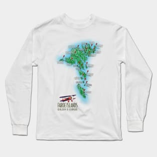 Faroe Islands Kingdom of Denmark map Long Sleeve T-Shirt